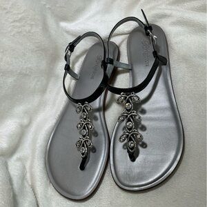 Brighton “Oyster” Black Leather Sandals women’s size 6.5